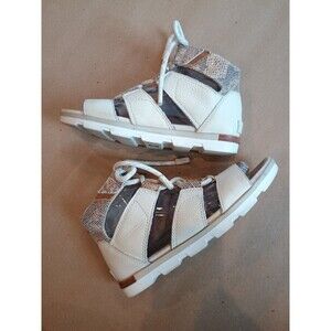 Sorel Sandals Joanie II Beige Sand Leather Lace Up Gladiator Flat Womens 8.5